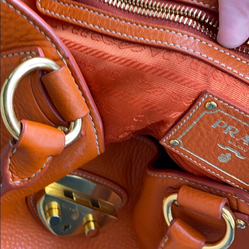 Authentic Prada Handbag - orange leather - Picture 3 of 8